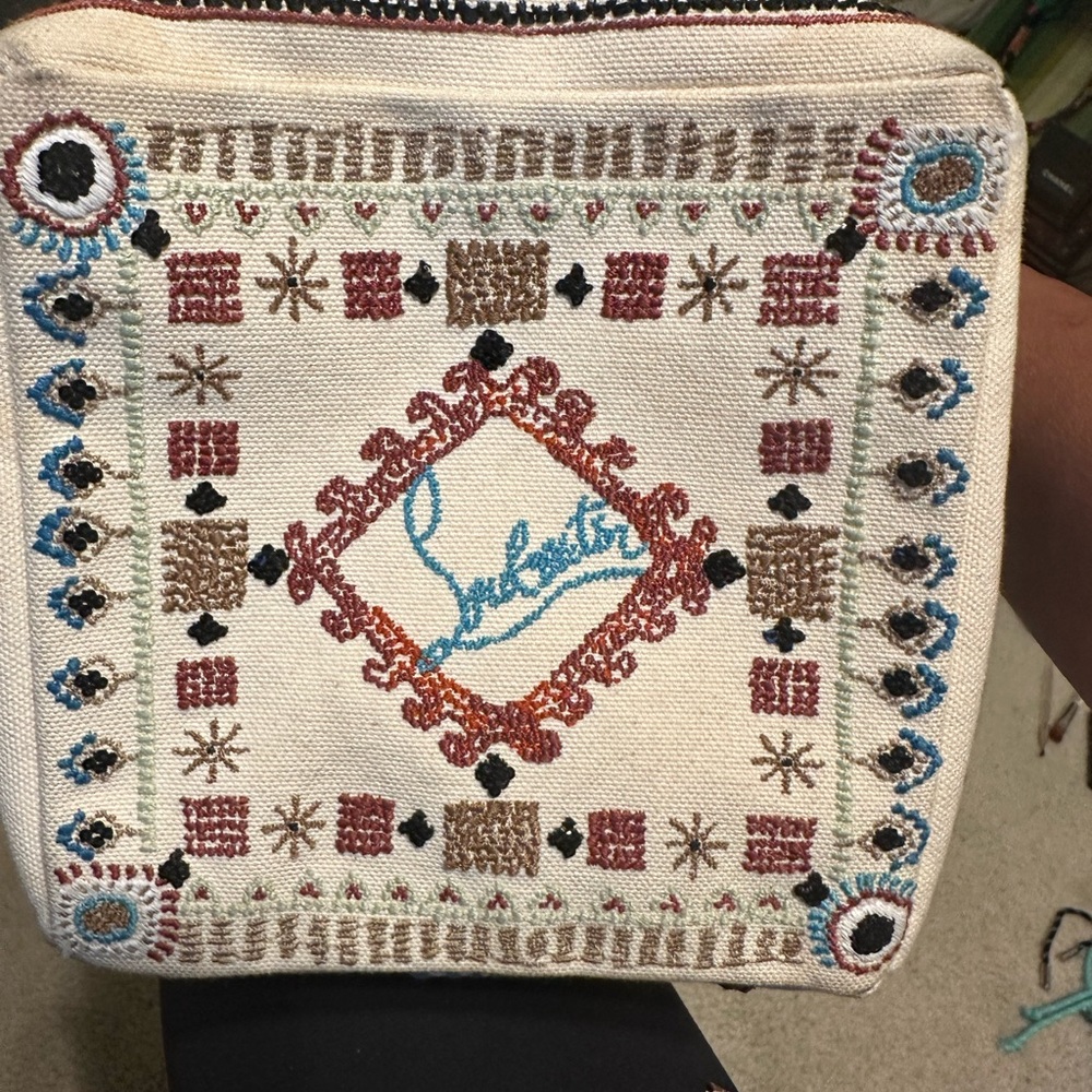 Christian Louboutin Cream-Blue Crossbody Bag with Intricate Design- GREEKaba